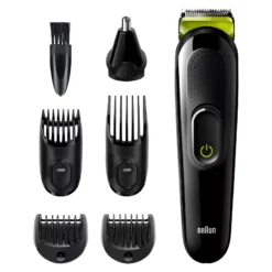 Braun 6-in-1 Beard & Hair Trimmer - Black/Volt Green MGK3221 With 5 Attachments
