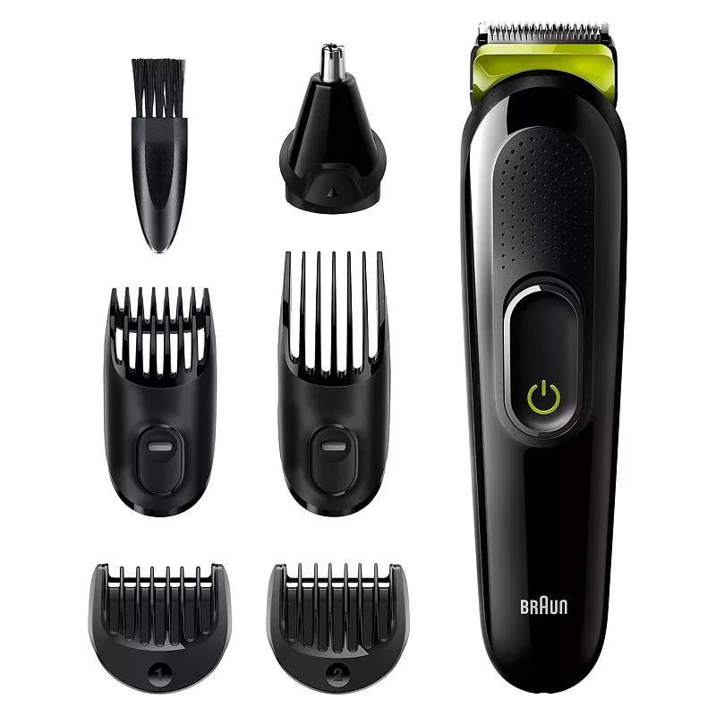 Braun 6-in-1 Beard & Hair Trimmer - Black/Volt Green MGK3221 With 5 Attachments