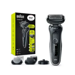 Braun Series 5 Electric Shaver With Charging Stand And 2 Easy Click Attachments - White 50-W4650cs