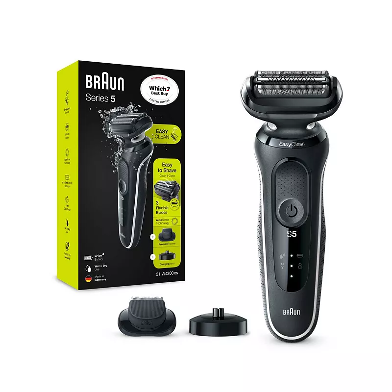 Braun Series 5 Electric Shaver With Charging Stand And Precision Trimmer - Black/White 50-W4200cs