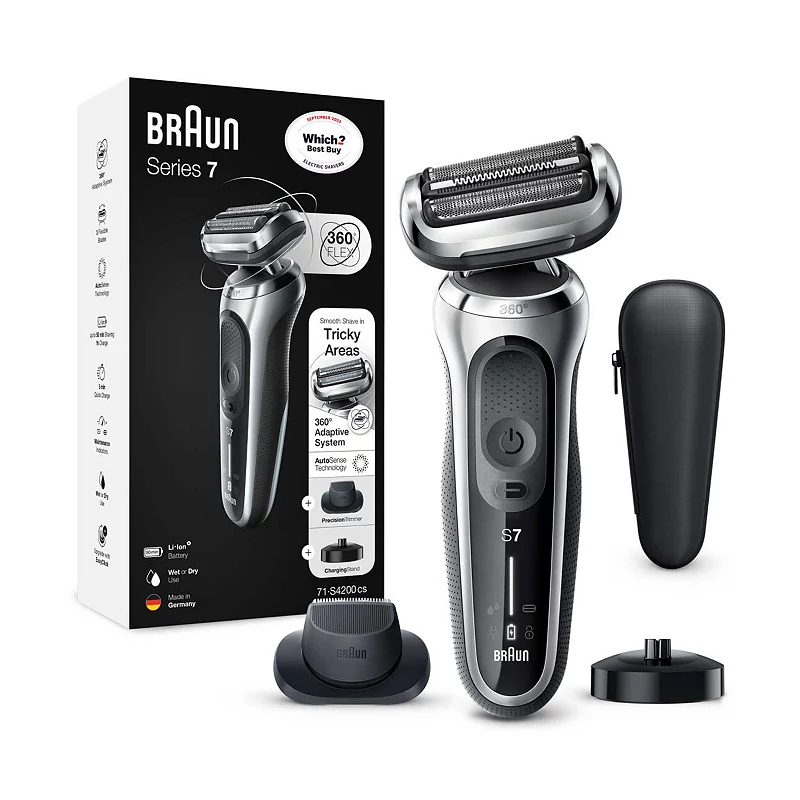 Braun Series 7 Electric Shaver With Charging Stand And Precision Trimmer - Silver 70-S4200cs
