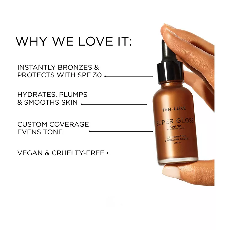 Tan-Luxe, Super Gloss, Instant Illuminating Bronzing Drops, SPF30, 30ml - Image 2